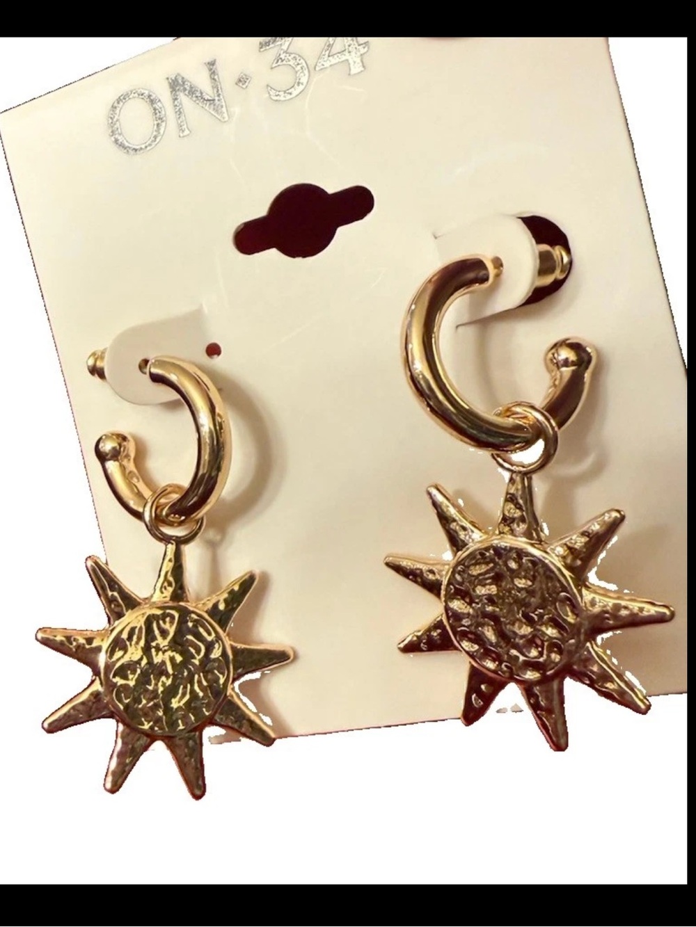 ON·34TH Gold Hoop & Sun Drop Earrings Hammered NWT 1.5” Drop Dangle MSRP $29.50